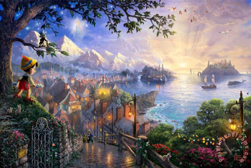 Pinocchio Wishes Upon a Star painting - Thomas Kinkade Pinocchio Wishes Upon a Star Art Print