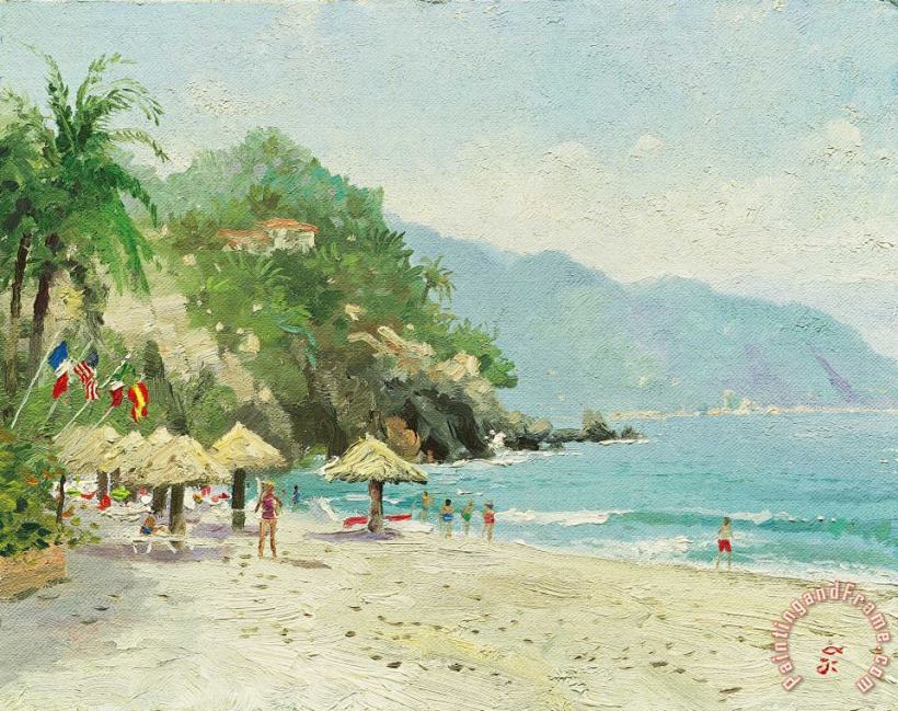 Puerto Vallarta Beach painting - Thomas Kinkade Puerto Vallarta Beach Art Print
