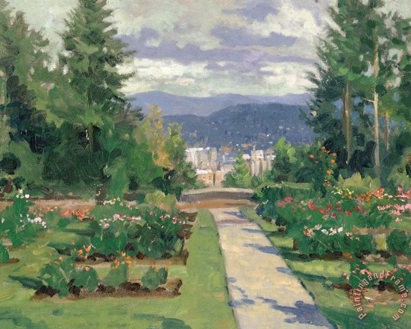 Thomas Kinkade Rose Garden, Portland Art Print