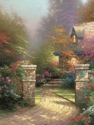 Thomas Kinkade - Rose Gate painting