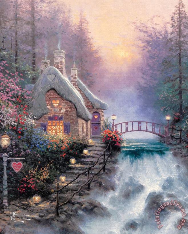 Thomas Kinkade Sweetheart Cottage II Art Painting