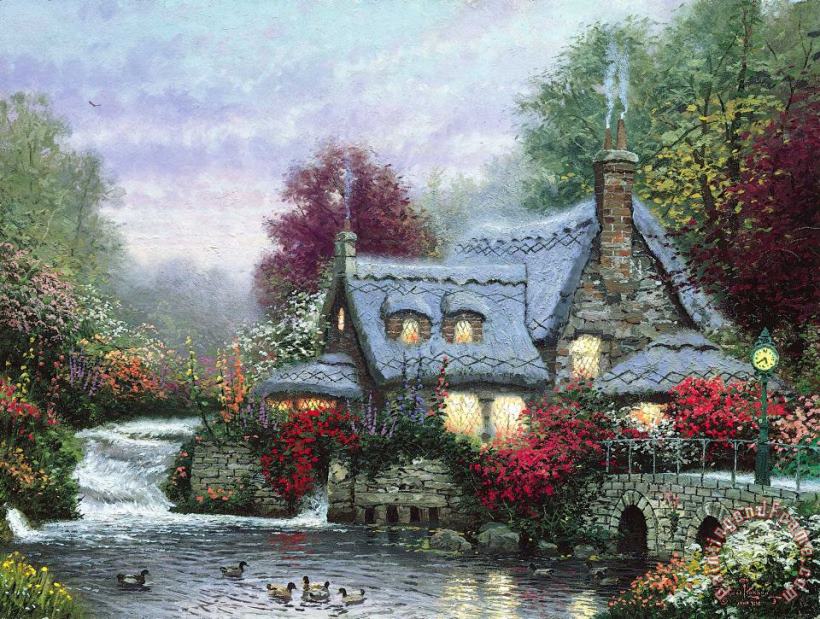 The Miller's Cottage, Thomashire painting - Thomas Kinkade The Miller's Cottage, Thomashire Art Print