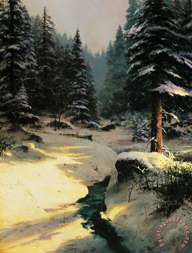 Winter Light painting - Thomas Kinkade Winter Light Art Print