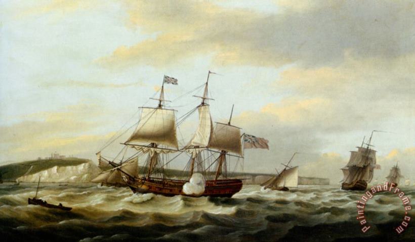 Thomas Luny A Merchant Ship Signaling for a Pilot of The Cliffs of Dover Art Print