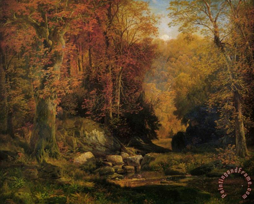 Thomas Moran Woodland Interior with Rocky Stream Art Painting