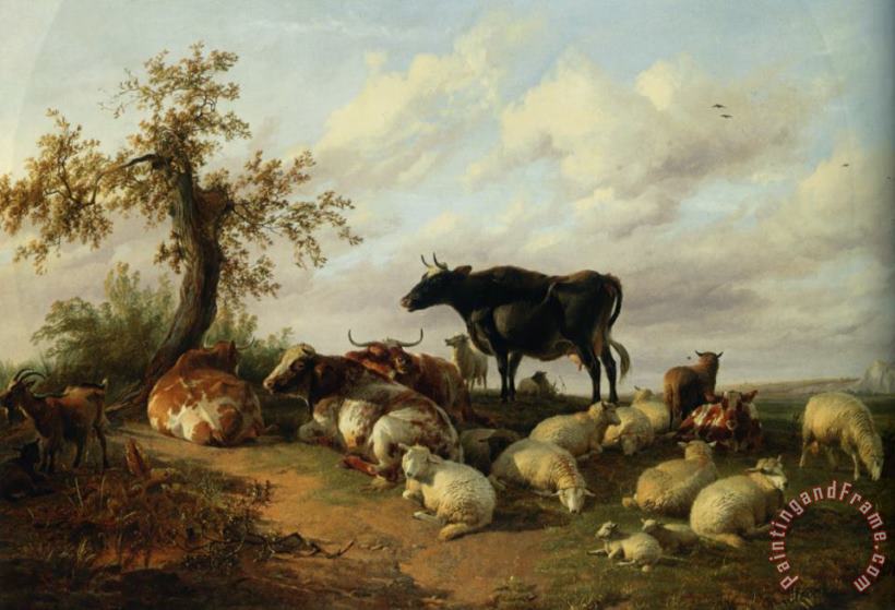 Thomas Sidney Cooper Cattle Sheep And Goats Art Painting