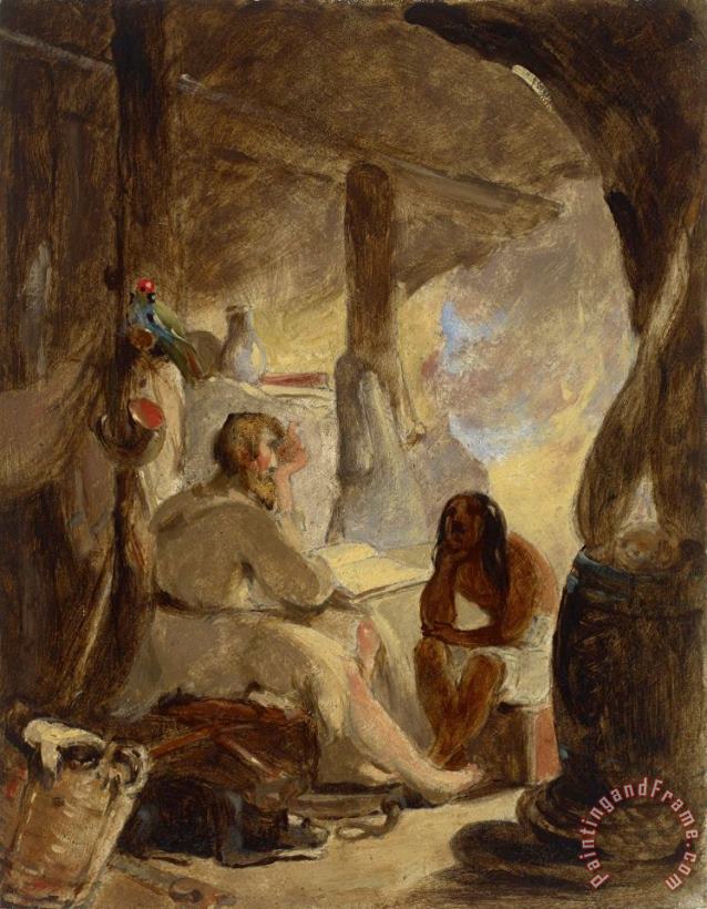 Robinson Crusoe And Friday in The Cave painting - Thomas Sully Robinson Crusoe And Friday in The Cave Art Print