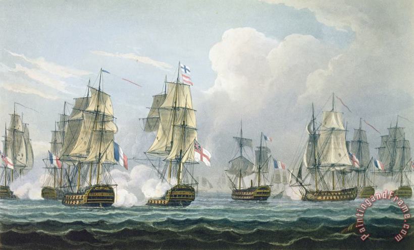 Thomas Whitcombe Sir Richard Strachans Action After The Battle Of Trafalgar Art Painting