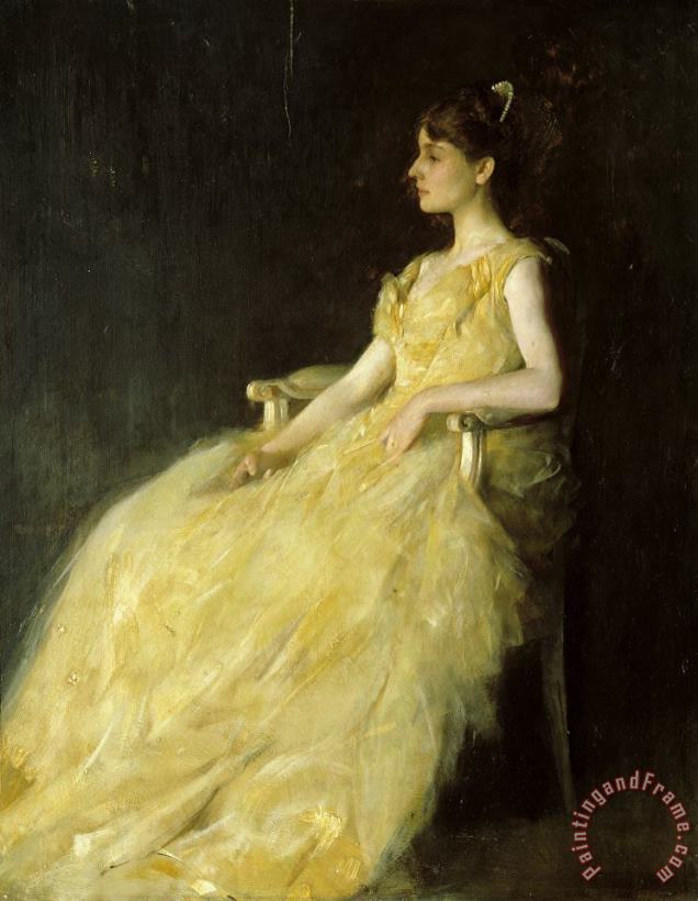 Lady in Yellow painting - Thomas Wilmer Dewing Lady in Yellow Art Print