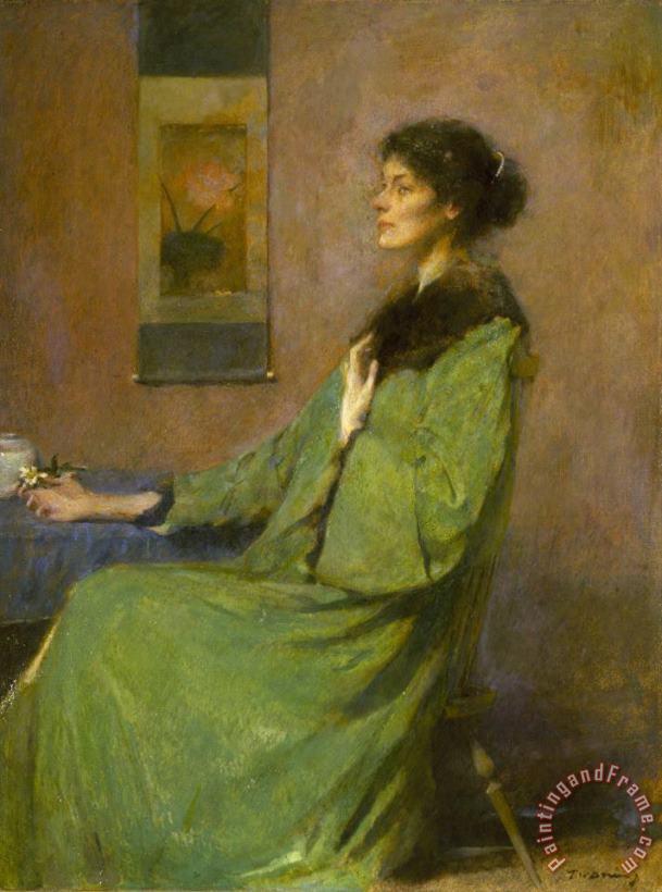 Portrait of a Lady Holding a Rose painting - Thomas Wilmer Dewing Portrait of a Lady Holding a Rose Art Print