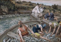 Tissot - The First Miraculous Draught of Fish painting