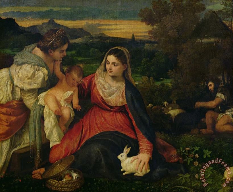 Madonna And Child with St. Catherine (the Virgin of The Rabbit) painting - Titian Madonna And Child with St. Catherine (the Virgin of The Rabbit) Art Print
