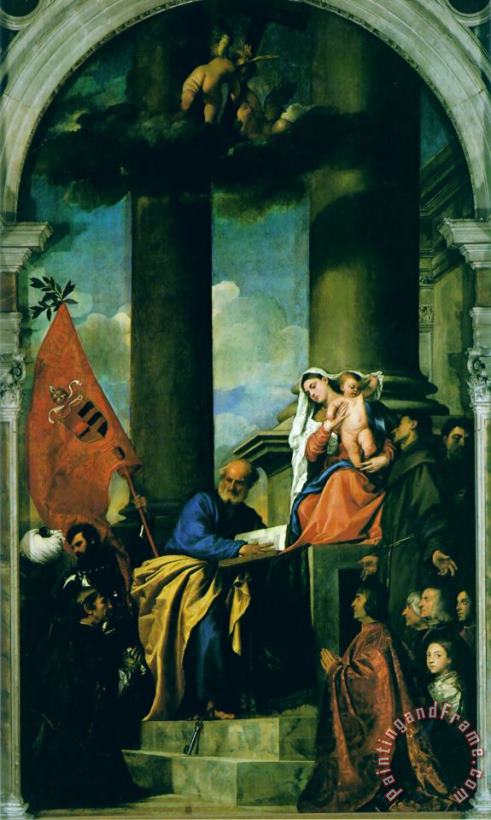 Titian Madonna with Saints And Members of The Pesaro Family Art Print
