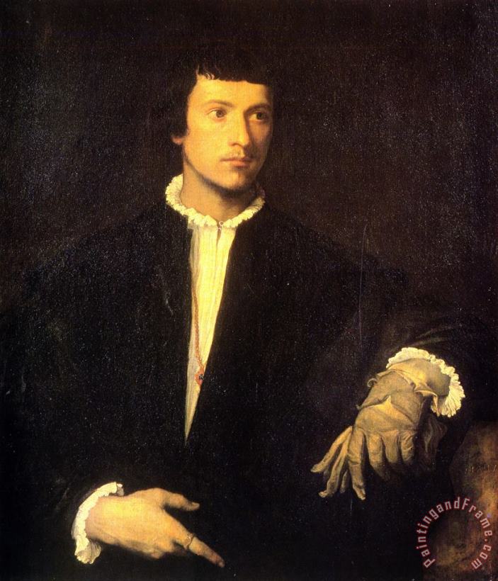 Titian Man with Gloves Art Painting