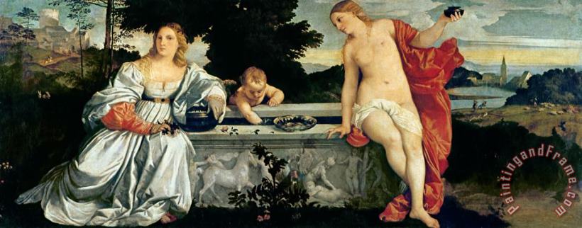 Sacred and Profane Love painting - Titian Sacred and Profane Love Art Print