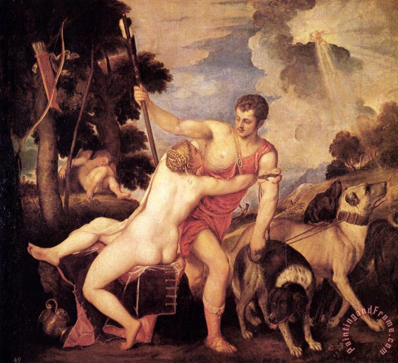 Venus And Adonis painting - Titian Venus And Adonis Art Print