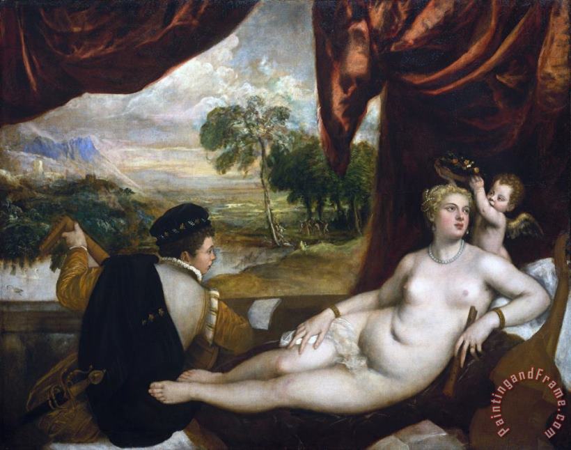 Venus And The Lute Player painting - Titian Venus And The Lute Player Art Print