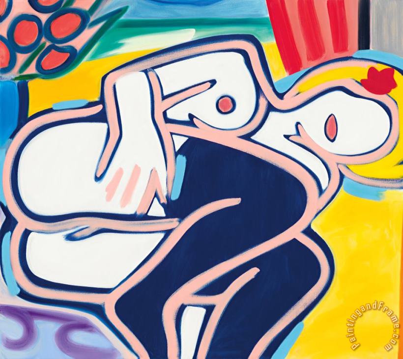 Curled Up Blue Nude, 2001 painting - Tom Wesselmann Curled Up Blue Nude, 2001 Art Print