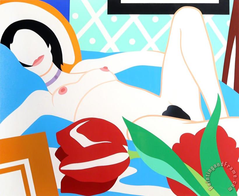 Monica Nude with Tulips, 1989 painting - Tom Wesselmann Monica Nude with Tulips, 1989 Art Print