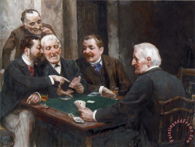 The Card Players painting - Ulpiano Checa Y Sanz The Card Players Art Print