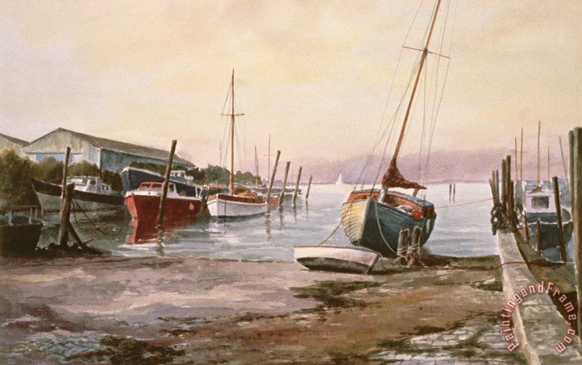 Gillingham Pier On The Medway painting - Vic Trevett Gillingham Pier On The Medway Art Print