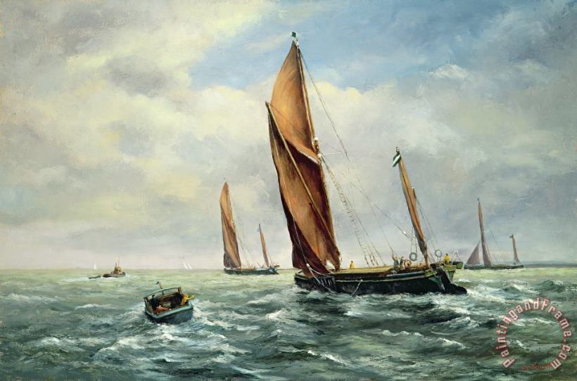 Sailing Barges Racing On The Medway painting - Vic Trevett Sailing Barges Racing On The Medway Art Print