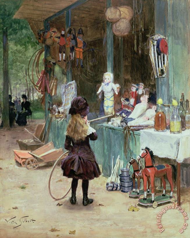 Victor Gabriel Gilbert At The Champs Elysees Gardens Art Print