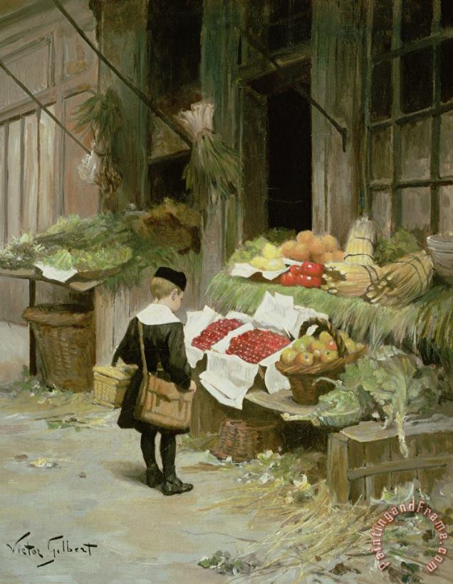 Little Boy At The Market painting - Victor Gabriel Gilbert Little Boy At The Market Art Print