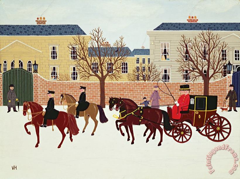 Vincent Haddelsey A Carriage Escorted By Police Art Painting