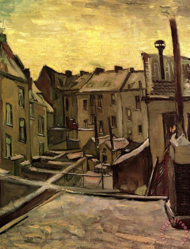 Backyards of Old Houses in Antwerp in The Snow painting - Vincent van Gogh Backyards of Old Houses in Antwerp in The Snow Art Print