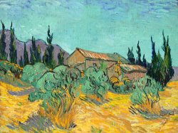 Vincent van Gogh Cabanes De Bois Parmi Les Oliviers Et Cypres, 1889