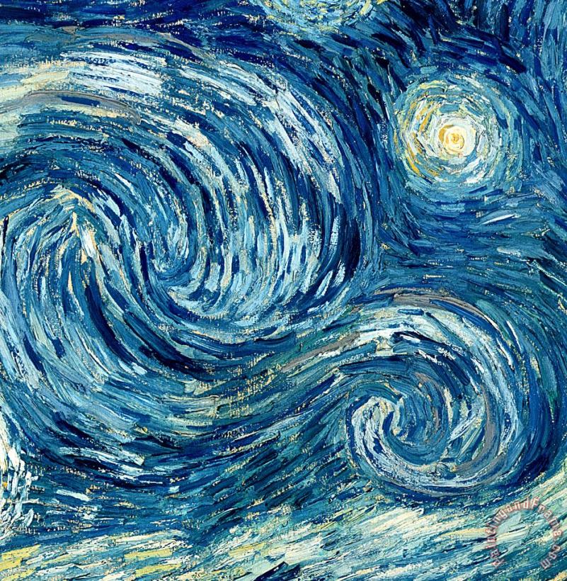 Detail of The Starry Night painting - Vincent Van Gogh Detail of The Starry Night Art Print