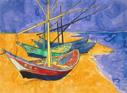 Vincent Van Gogh Fishing Boats on the Beach at Saintes Maries de la Mer