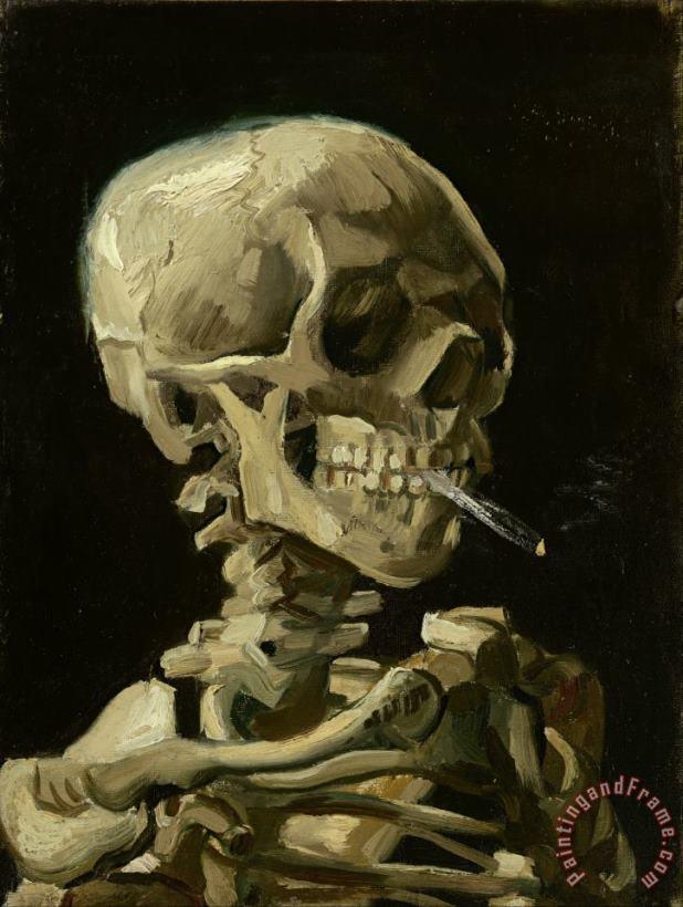 Head Of A Skeleton With A Burning Cigarette painting - Vincent van Gogh Head Of A Skeleton With A Burning Cigarette Art Print