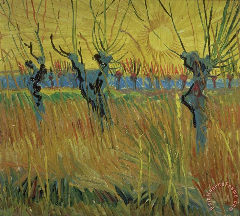 Vincent Van Gogh Pollarded Willows and Setting Sun Art Painting