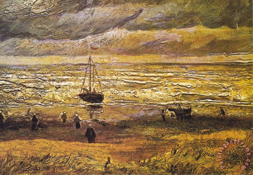 Scheveningen Beach in Stormy Weather painting - Vincent van Gogh Scheveningen Beach in Stormy Weather Art Print