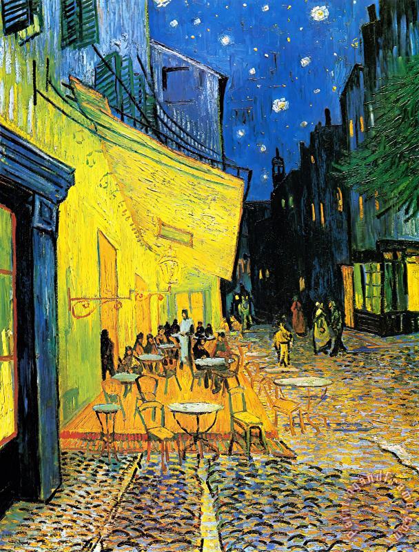 Vincent van Gogh Terrace of The Cafe on The Place Du Forum in Arles in The Evening Art Print