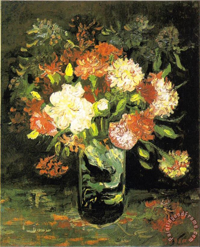 Vase with Carnations painting - Vincent van Gogh Vase with Carnations Art Print
