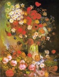 Vincent van Gogh Vase with Cornflowers And Poppies, Peonies And Chrysanthemums