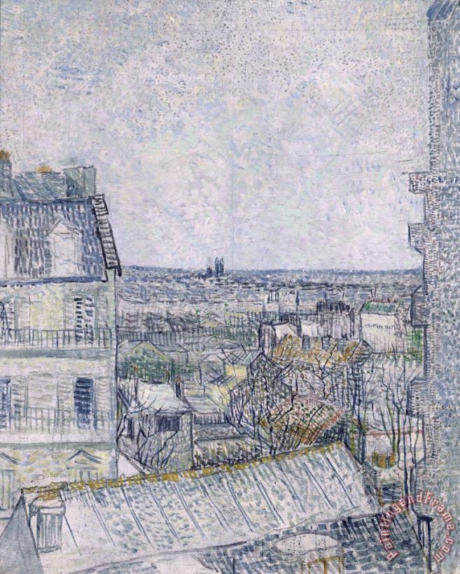 View from Vincent's room in the Rue Lepic painting - Vincent van Gogh View from Vincent's room in the Rue Lepic Art Print