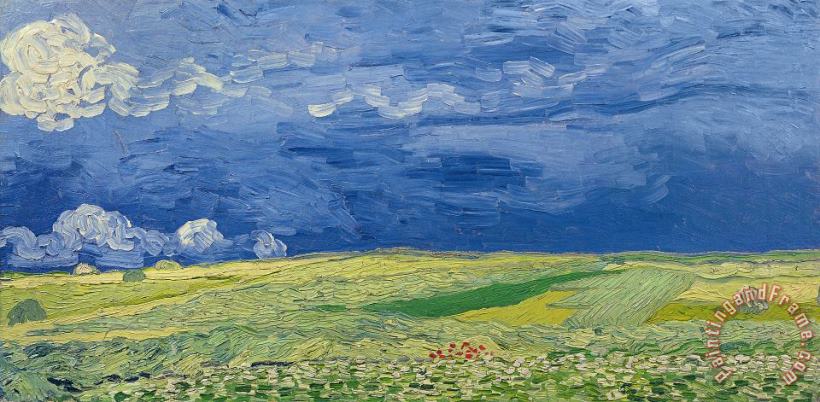 Wheatfields under Thunderclouds painting - Vincent van Gogh Wheatfields under Thunderclouds Art Print