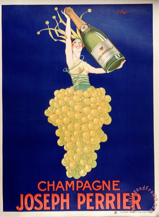 Champagne painting - Vintage Images Champagne Art Print