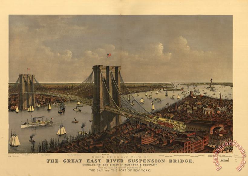 New York Bridge painting - Vintage Images New York Bridge Art Print