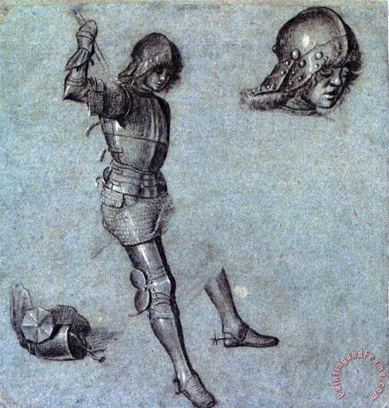 Three Studies of a Cavalier in Armor painting - Vittore Carpaccio Three Studies of a Cavalier in Armor Art Print