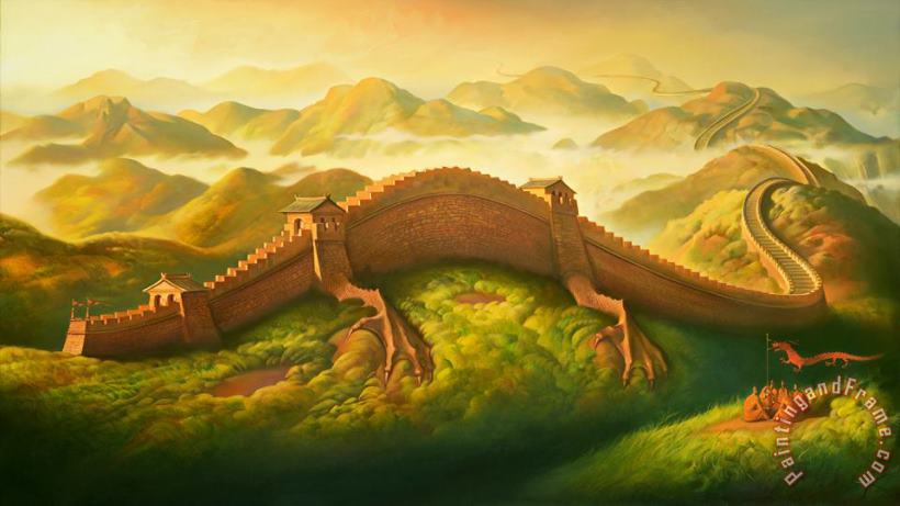 Dragon Defence painting - Vladimir Kush Dragon Defence Art Print