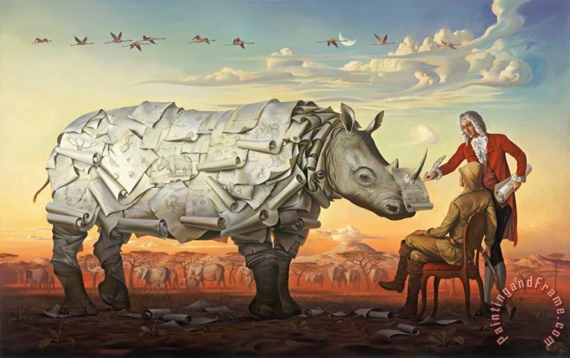 Genealogy of The White Rhino painting - Vladimir Kush Genealogy of The White Rhino Art Print