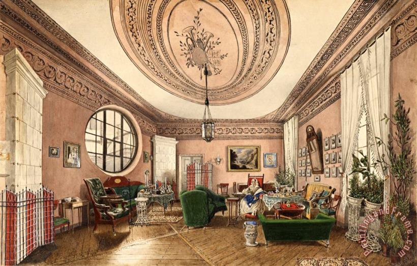 Interior of a Salon painting - Vladislav Dmochowski Interior of a Salon Art Print