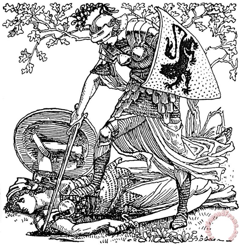Faerie Queene Knights Illustration painting - Walter Crane Faerie Queene Knights Illustration Art Print