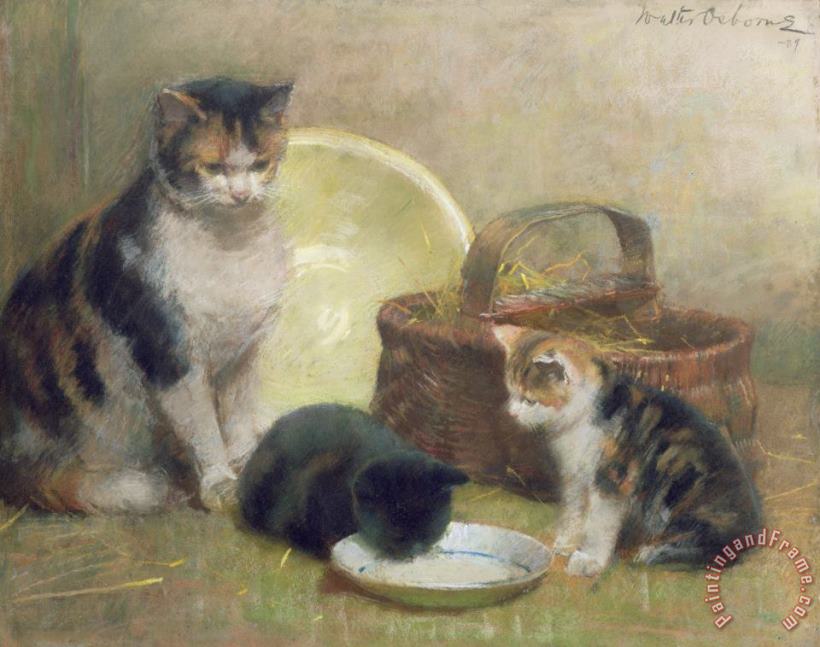 Walter Frederick Osborne Cat and Kittens Art Print