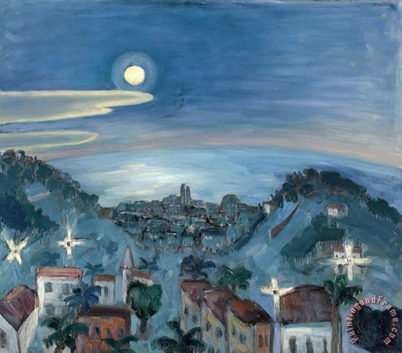 Barcelona (blick Auf Nachtliche Stadt) / Barcelona (view of The City at Night) painting - Walter Gramatte Barcelona (blick Auf Nachtliche Stadt) / Barcelona (view of The City at Night) Art Print